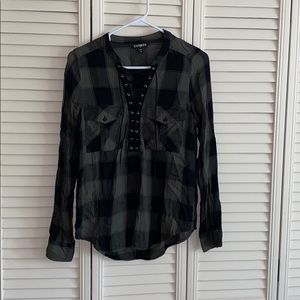 Plaid Lace Up Flannel